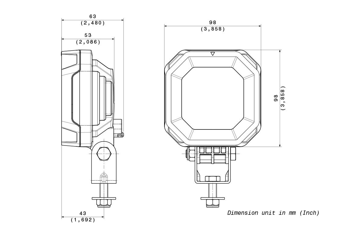 Phare de travail professionnel - connecteur DT 2 voies